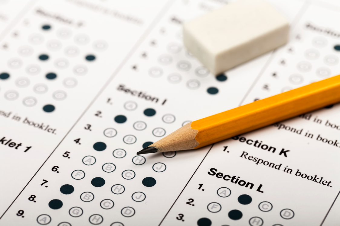 Pencil and Eraser Lying on the Multiple Choice Test
